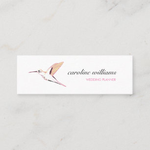 Pink yellow hummingbird illustration elegant chic mini business card