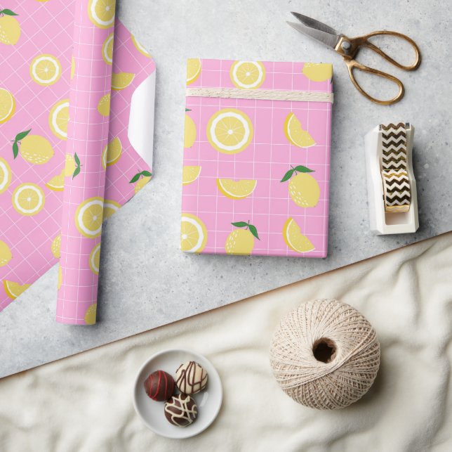 Pink Yellow Lemons Amalfi Italy 1 Wrapping Paper (Crafts)