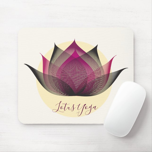 Pink Yellow Lotus Flower Art Elegant Unique Yoga Mouse Pad (With Mouse)