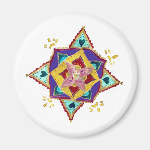 Pink Yellow Mandala Magnet