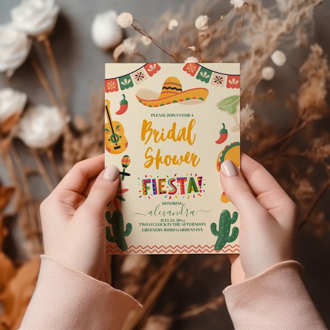 Pink Yellow Mexican Fiesta Bridal Shower Invitation (Creator Uploaded)