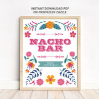 Pink Yellow Mexican Fiesta Nacho Bar Sign