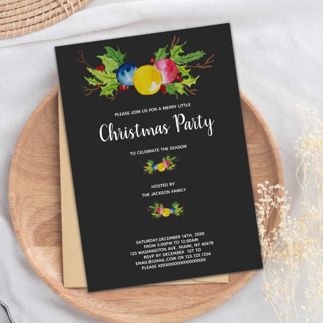 Pink Yellow Modern Christmas Holiday Party Invitation (Pink Yellow Light Christmas Invitations)