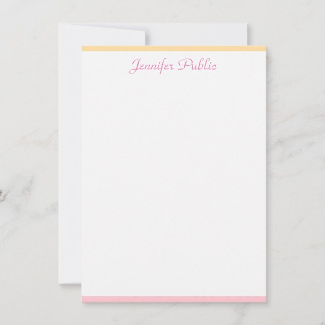 Pink Yellow Modern Handwritten Name Template (Front)