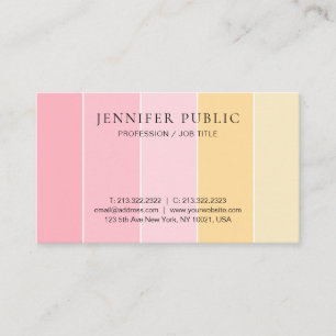 Pink Yellow Modern Trendy Minimalist Template Business Card