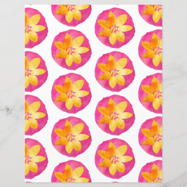 Pink Yellow Multicolor Tropical Flower Paper (Front)