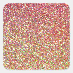 Pink Yellow Ombre Glitter Background Square Sticker
