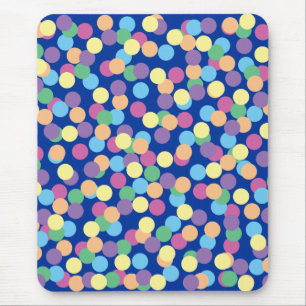 Pink Yellow Orange Green Blue Purple Polka-Dots Mouse Pad