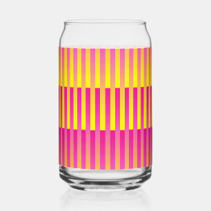 Pink Yellow Orange Striped Can Glass