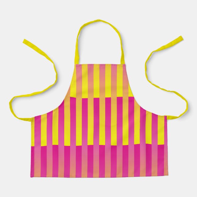 Pink Yellow Orange Striped Pattern Apron (Front)