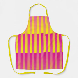Pink Yellow Orange Striped Pattern Apron