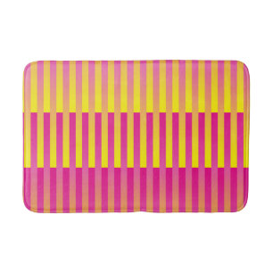 Pink Yellow Orange Striped Pattern Bath Mat