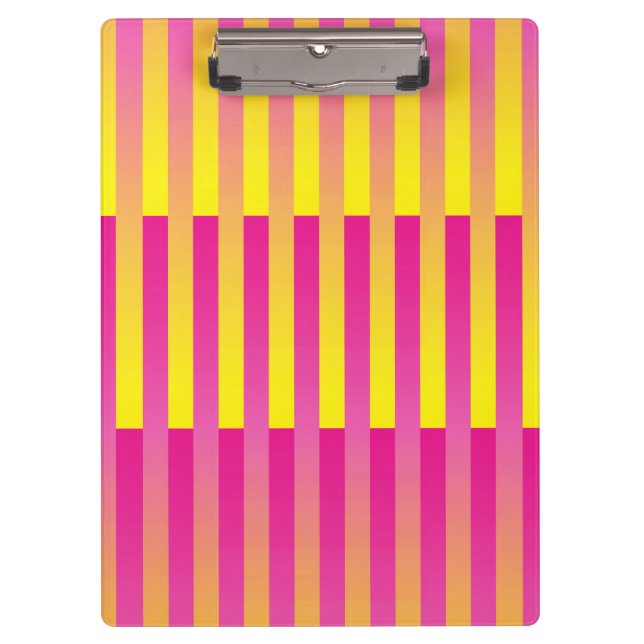 Pink Yellow Orange Striped Pattern Clipboard (Front)