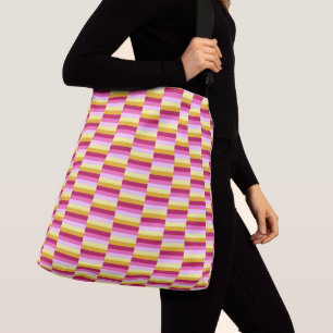 Pink Yellow Orange Striped Pattern Crossbody Bag