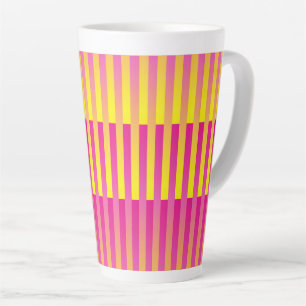 Pink Yellow Orange Striped Pattern Latte Mug