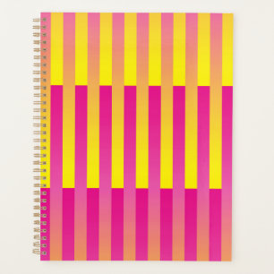 Pink Yellow Orange Striped Pattern Planner
