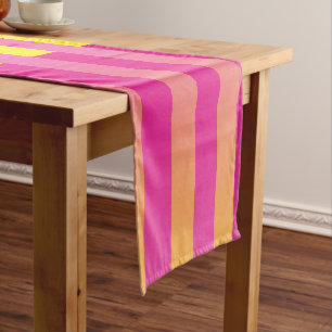 Pink Yellow Orange Striped Pattern Short Table Runner
