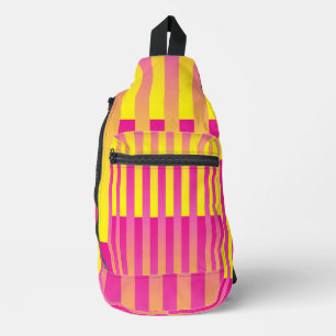 Pink Yellow Orange Striped Pattern Sling Bag