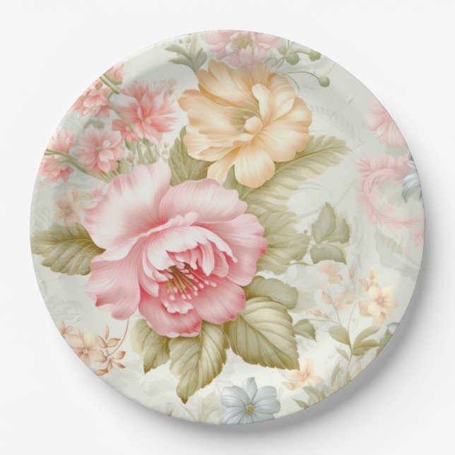 Pink Yellow Paper Plate (Front)