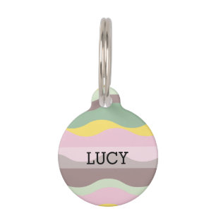 Pink & Yellow Pastel Wavy Custom Pet Tag