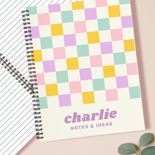 Pink yellow purple blue chequerboard notebook (Pink yellow purple blue checkerboard notebook)