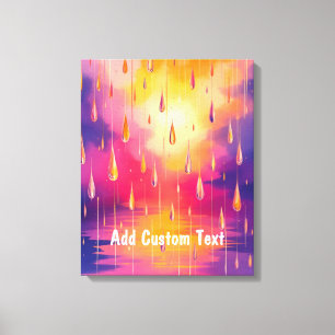 Pink Yellow Rain Drops Nature Watercolor Canvas Print