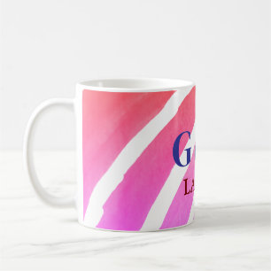 Pink yellow rainbow add couple name place city wed coffee mug