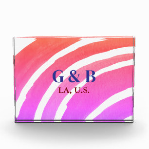 Pink yellow rainbow add couple name place city wed photo block