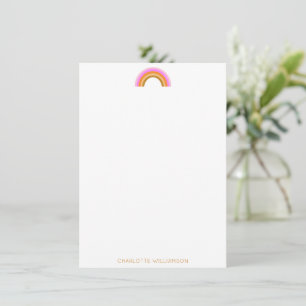 Pink Yellow Retro Rainbow Personalised Stationery Card