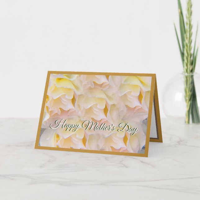 Pink Yellow Rose Cluster Golden Mothers Day Card (Front)