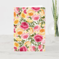 Pink & Yellow Roses Farmhouse Shabby Chic Floral