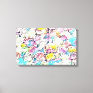 Pink yellow roses painting Stretched Canvas Print