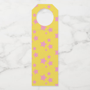Pink Yellow Stars Modern design Bottle Tag