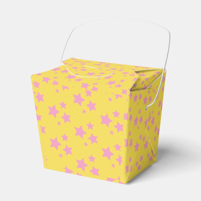 Pink Yellow Stars Modern design Favour Box (Front Side)