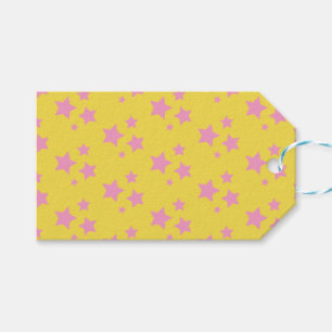 Pink Yellow Stars Modern design Gift Tags