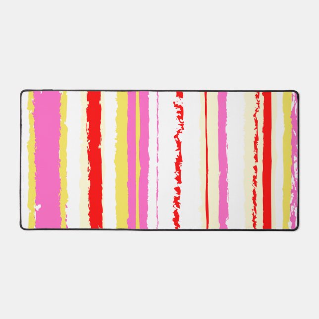 Pink yellow stripe print for summer desk mat (Front)