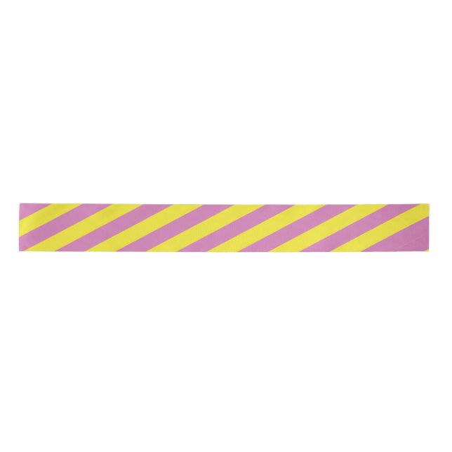 Pink Yellow Stripes Satin Ribbon (Front)