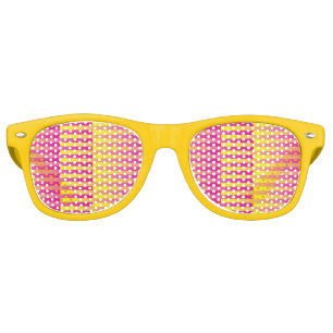 Pink Yellow Stripes Seamless Pattern Retro Sunglasses