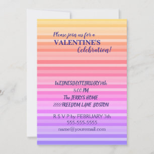 Pink Yellow Stripes Valentine Invitation