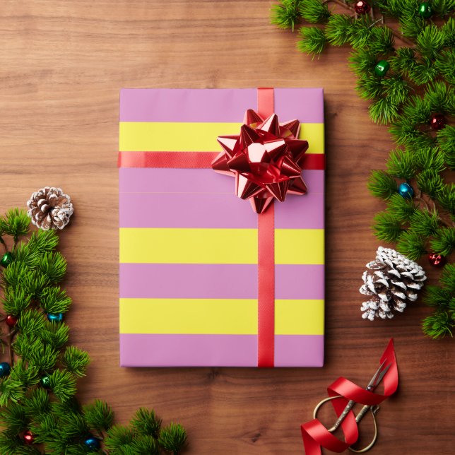 Pink Yellow Stripes Wrapping Paper (Holiday Gift)