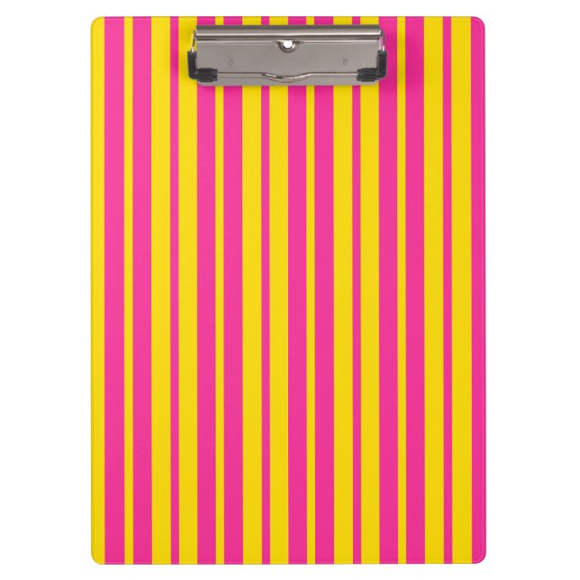 Pink Yellow Stylish Stripes Pattern Design  Clipboard (Front)
