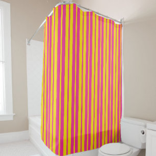 Pink Yellow Stylish Stripes Pattern Design  Shower Curtain