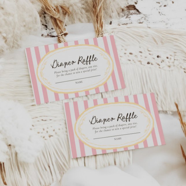 Pink & Yellow Summer Diaper Raffle Ticket Enclosure Card (Creator Uploaded)