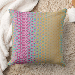 Pink Yellow Teal Tropical Pattern Abstract Cushion