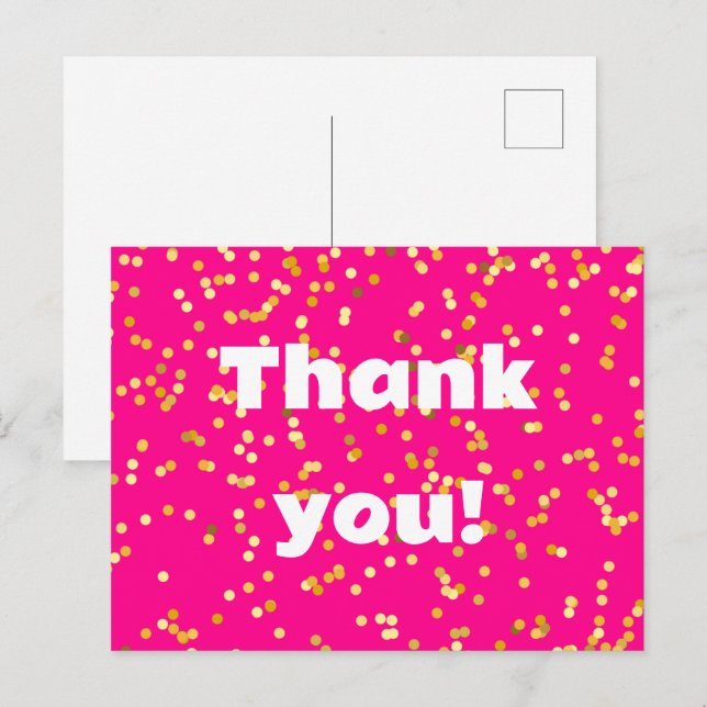 Pink yellow Thank you Postcard (Front/Back)
