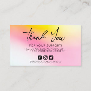 Pink Yellow Thank You Whimsical Business Card
