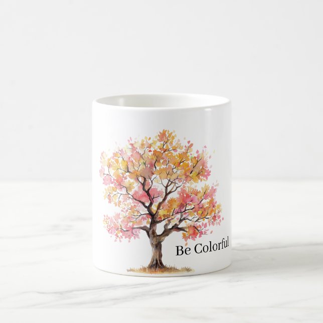 Pink Yellow Tree Coffee Mug (Center)