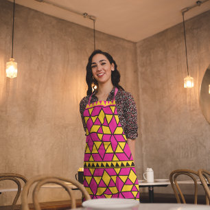 Pink Yellow Triangles Apron