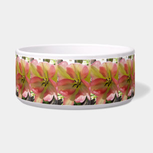 Pink & Yellow Tulip Ceramic Pet Bowl