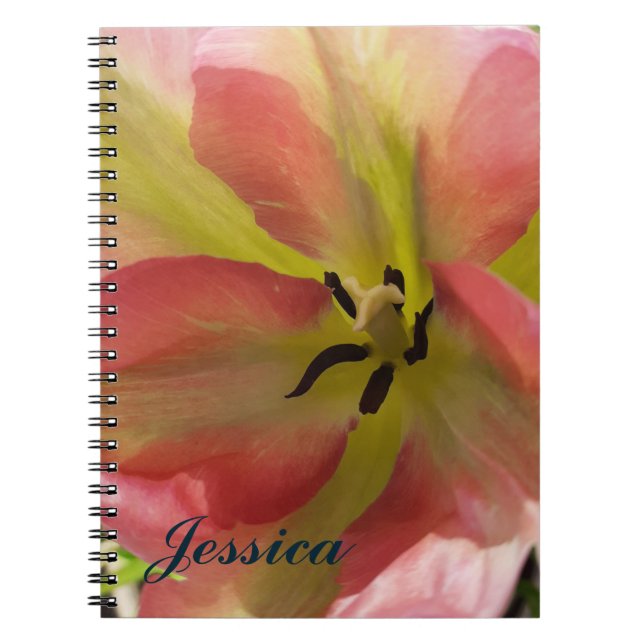 Pink & Yellow Tulip Spiral Notebook (Front)